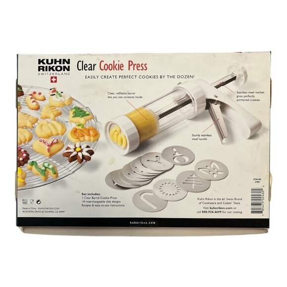 Kuhn Rikon Clear Cookie Press – 14 Disks – Model 2460 – Original Box & Instructi - Picture 2 of 5